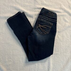 Silver Jeans Women's Dark Blue Straight Leg Capris Jeans